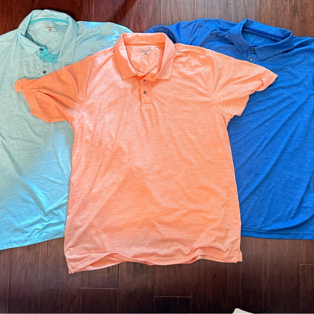 Cypress Club Men's Polo Golf Shirt Set - Blue, Orange, Light Blue